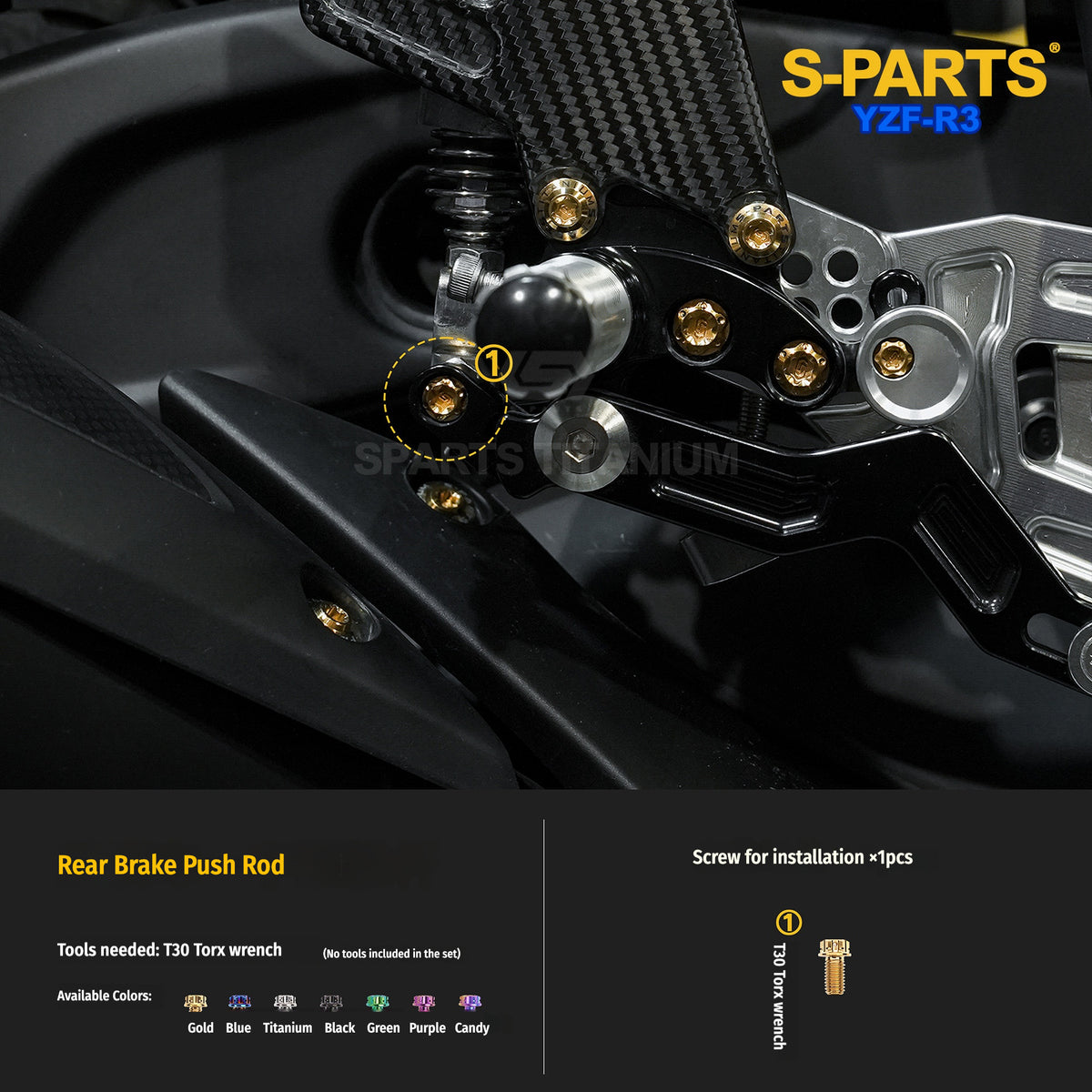 Yamaha YZF-R3 Titanium Rear Brake, Footpeg & Exhaust Bolts | SPARTS
