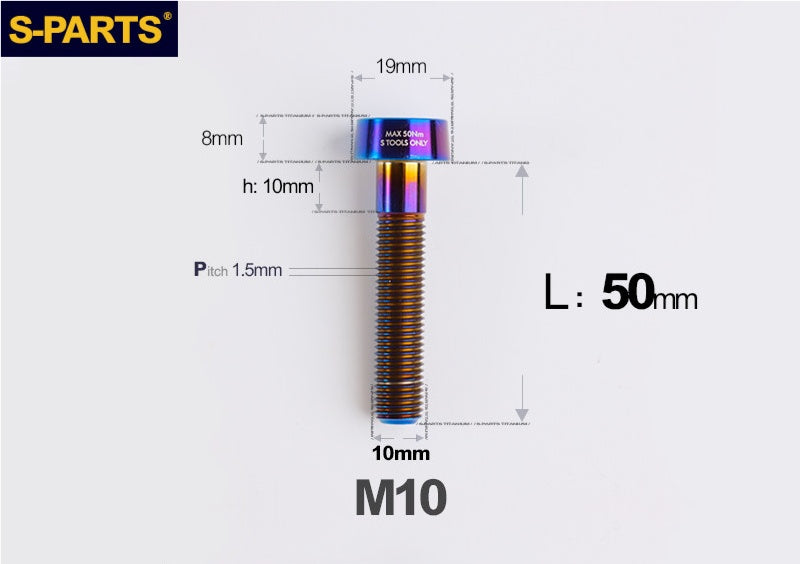 SPARTS Titanium Anti-Theft Fasteners M10 D19×L20-65 P1.5  – Brake Caliper Locking Screw for Motorcycle