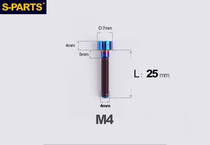 SPARTS Titanium Socket Head Bolts M4x6–25mm for Motorcycles