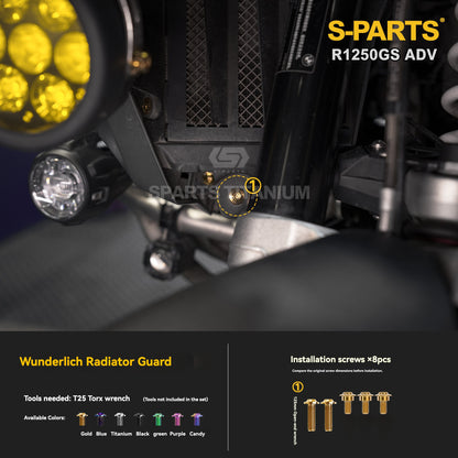 SPARTS Titanium Fairing, Spotlight & Accessory Bolt Kit for BMW R1250GS / ADV