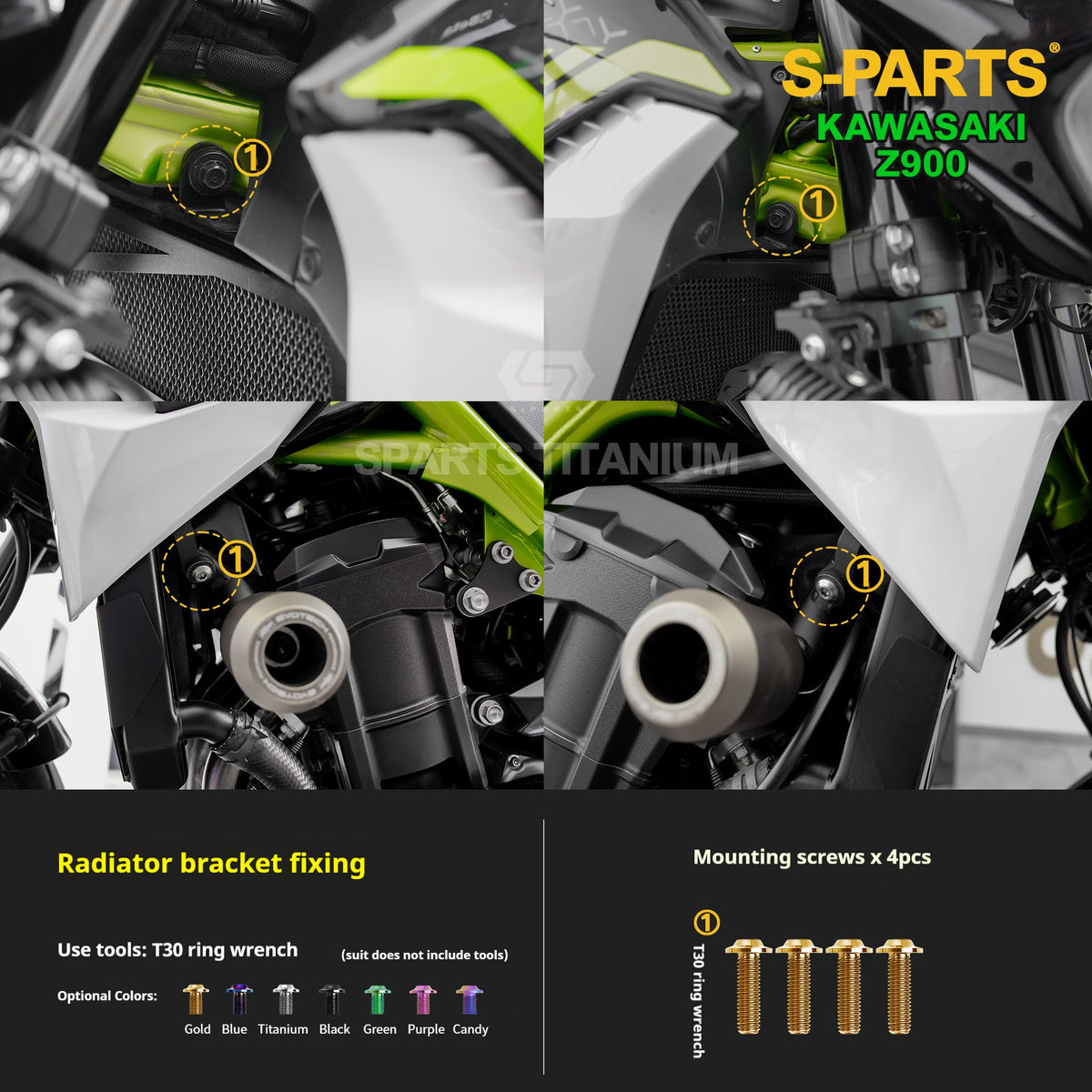 SPARTS TC4 Titanium Bolt Kit for Kawasaki Z900 2021 | Motorcycle Titanium Bolt Upgrade