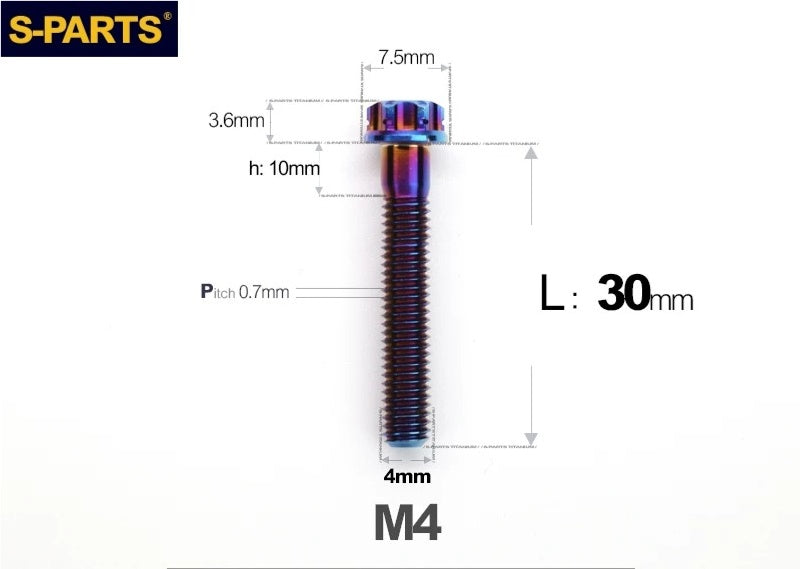 SPARTS M4 ×6 –50mm Titanium Torx Flange Head Bolts