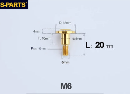 SPARTS M6 Titanium Shoulder Bolts for Motorcycle Brake Discs
