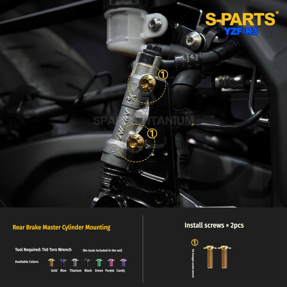Yamaha YZF-R3 Titanium Rear Brake, Footpeg & Exhaust Bolts | SPARTS