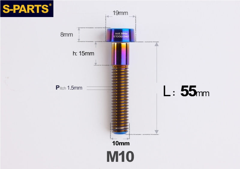 SPARTS Titanium Anti-Theft Fasteners M10 D19×L20-65 P1.5  – Brake Caliper Locking Screw for Motorcycle