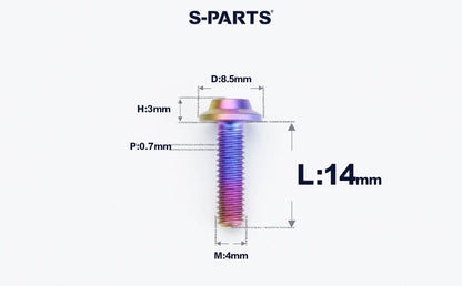 SPARTS M4✖️6–30mm D8.5 Titanium Torx Flanged Button Head Bolts