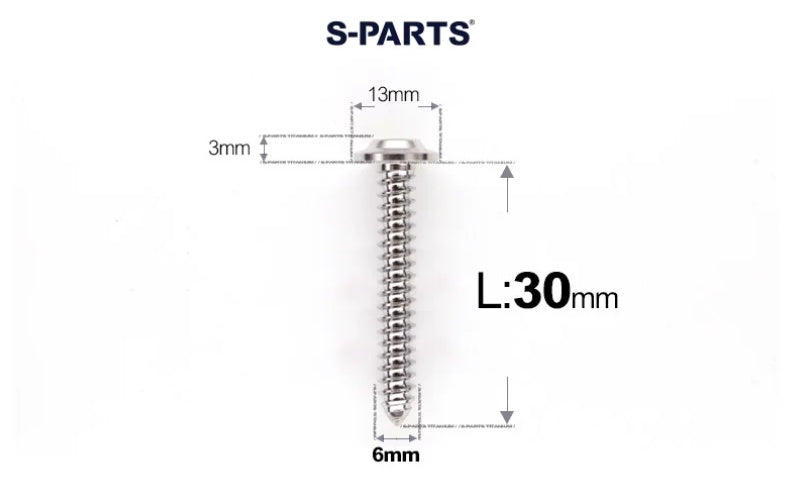 SPARTS M6 Titanium Flanged Button Head Self-Tapping Bolt D13