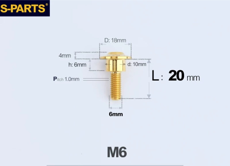 SPARTS M6 Titanium Shoulder Bolts for Motorcycle Brake Discs