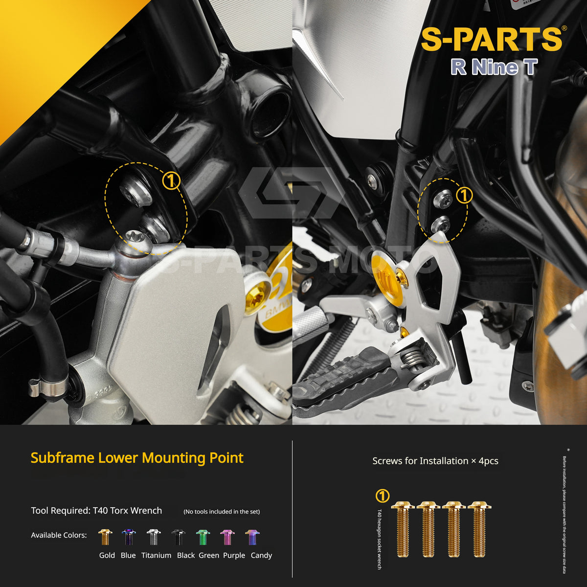 S-parts Titanium Bodywork, Frame & Styling Bolts Kit for BMW R 1250 GS Adventure
