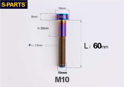 SPARTS Titanium Anti-Theft Fasteners M10 D19×L20-65 P1.5  – Brake Caliper Locking Screw for Motorcycle