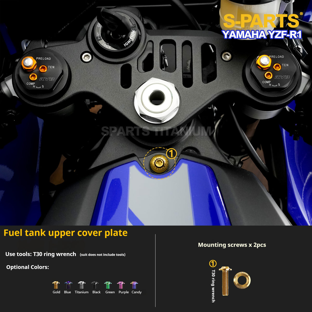 SPARTS TC4 Titanium Bolt Kit for Yamaha YZF-R1 | Motorcycle Titanium Bolt Upgrade