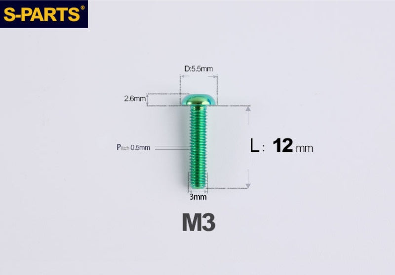 S-PARTS M3 A2 Truss Head Titanium Bolts for Bicycle Brakes & Components (L6-L15)