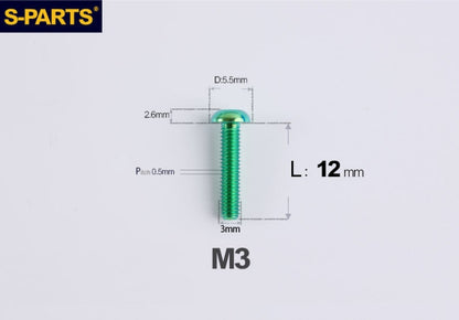 S-PARTS M3 A2 Truss Head Titanium Bolts for Bicycle Brakes & Components (L6-L15)