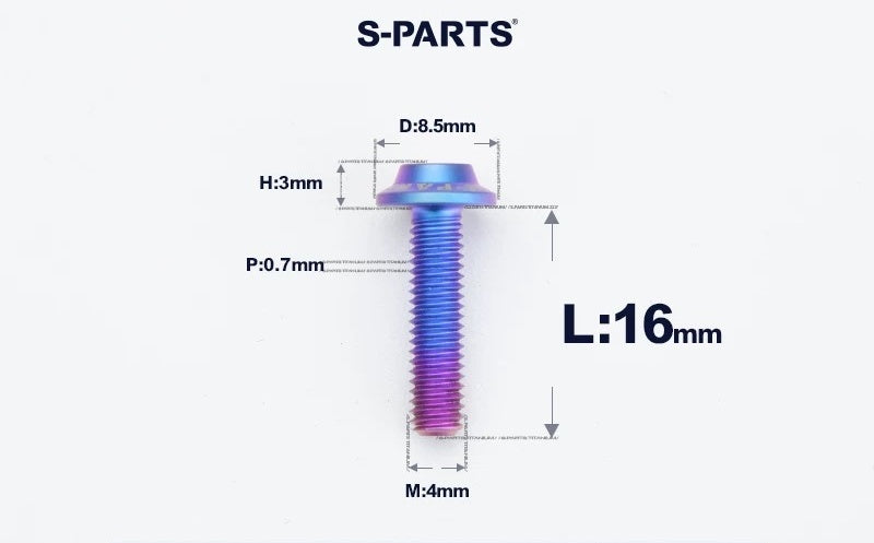 SPARTS M4✖️6–30mm D8.5 Titanium Torx Flanged Button Head Bolts