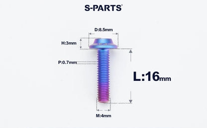 SPARTS M4✖️6–30mm D8.5 Titanium Torx Flanged Button Head Bolts
