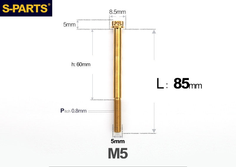 SPARTS M5×6-95mm Standard Head Screw Titanium Bolt for Motorcycle Modification