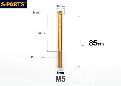 SPARTS M5×6-95mm Standard Head Screw Titanium Bolt for Motorcycle Modification