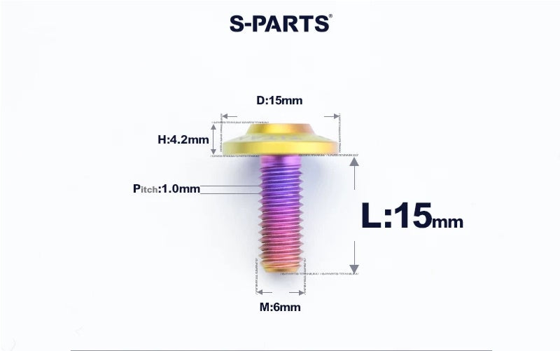 SPARTS M6×8–45mm D15 Titanium Button Head Bolts for Motorcycles