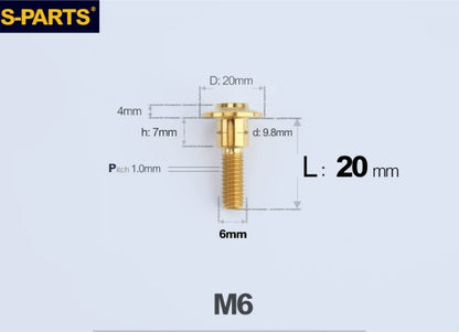 SPARTS M6 Titanium Shoulder Bolts for Motorcycle Brake Discs