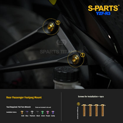 Yamaha YZF-R3 Titanium Rear Brake, Footpeg & Exhaust Bolts | SPARTS
