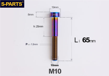 SPARTS Titanium Anti-Theft Fasteners M10 D19×L20-65 P1.5  – Brake Caliper Locking Screw for Motorcycle