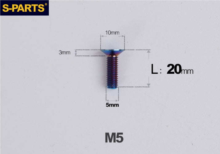 SPARTS M5×8-50mm Countersunk Titanium Alloy Bolt