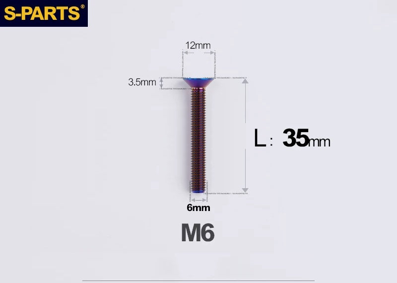 SPARTS M6×10–65mm Titanium Torx Countersunk Bolts for Motorcycle Frames