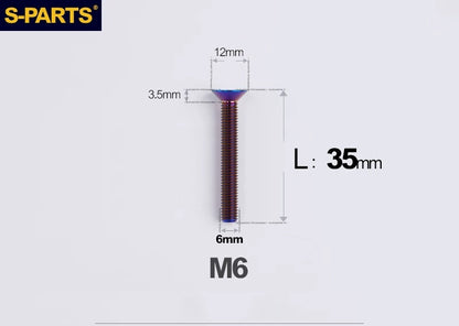 SPARTS M6×10–65mm Titanium Torx Countersunk Bolts for Motorcycle Frames