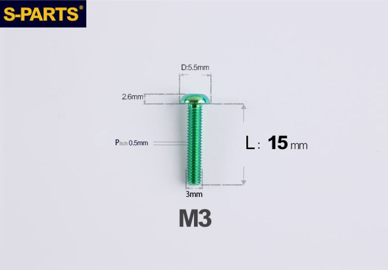 S-PARTS M3 A2 Truss Head Titanium Bolts for Bicycle Brakes & Components (L6-L15)