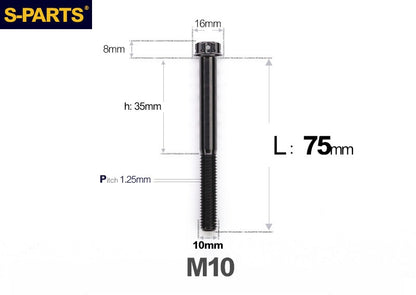 SPARTS M10 L12-120mm P1.25 A3 Series Standard Head Titanium Bolt |  Motorcycle  Upgrade