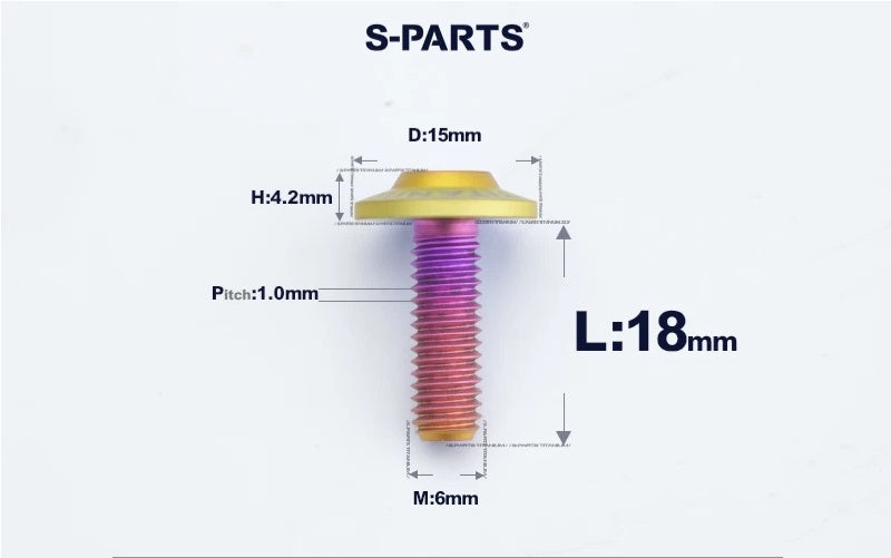 SPARTS M6×8–45mm D15 Titanium Button Head Bolts for Motorcycles
