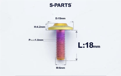 SPARTS M6×8–45mm D15 Titanium Button Head Bolts for Motorcycles