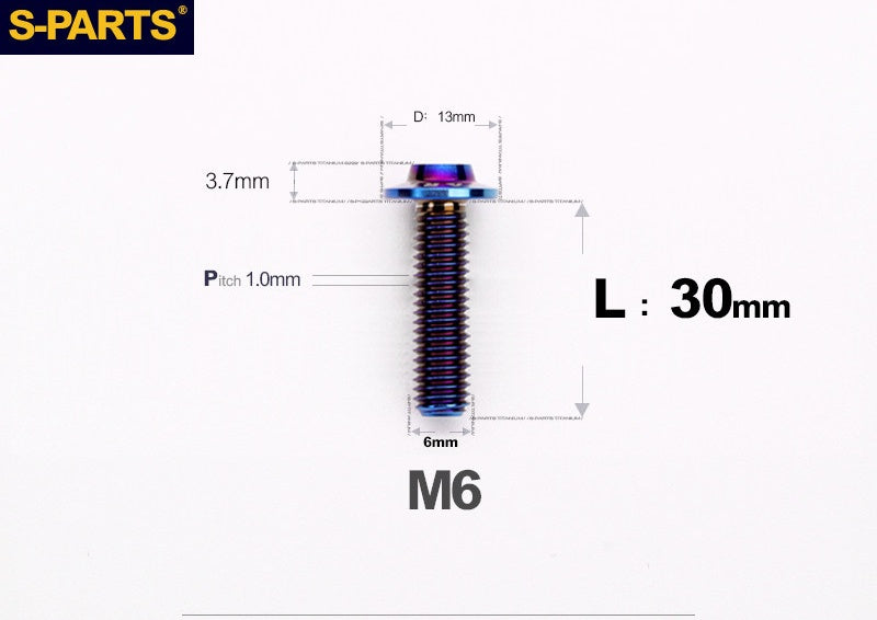 SPARTS A3 M6 D13 Titanium Button Head Bolts for Motorcycle Upgrades