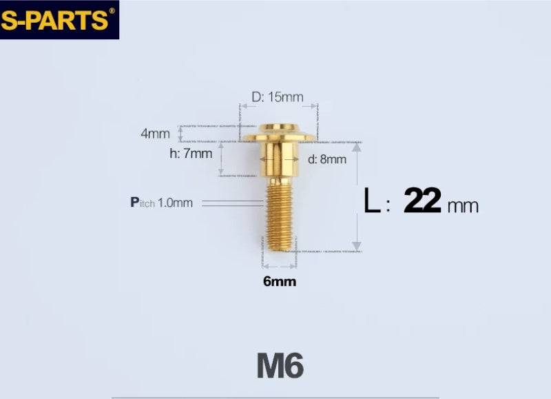 SPARTS M6 Titanium Shoulder Bolts for Motorcycle Brake Discs