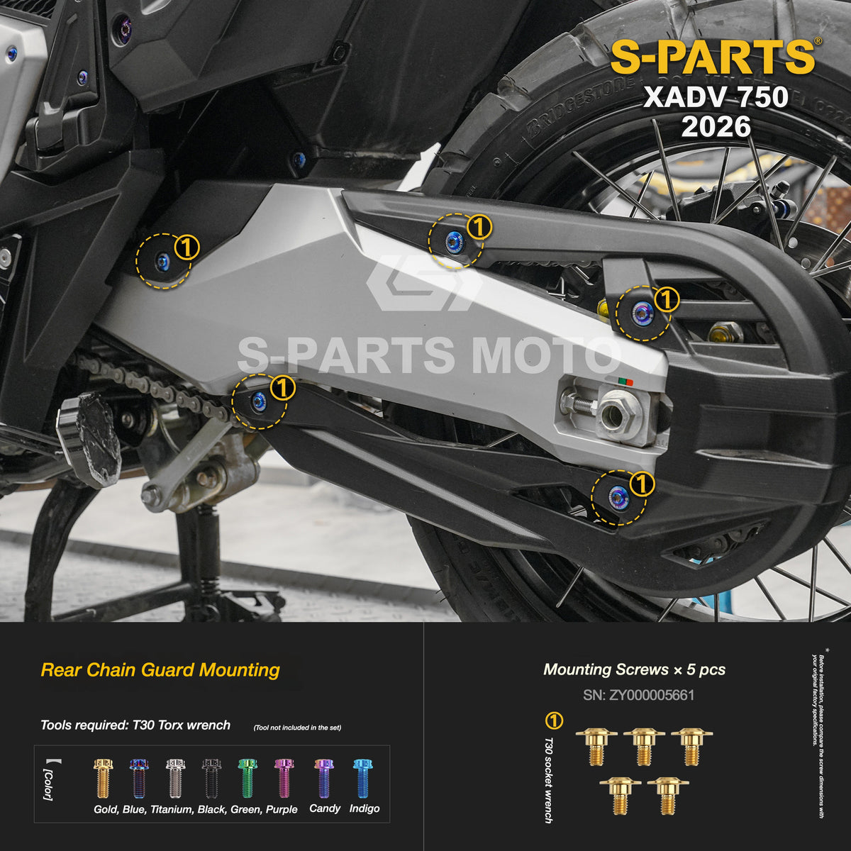 SPARTS Titanium Bolt Kit for Honda X-ADV 750 2026 Bodywork Fasteners