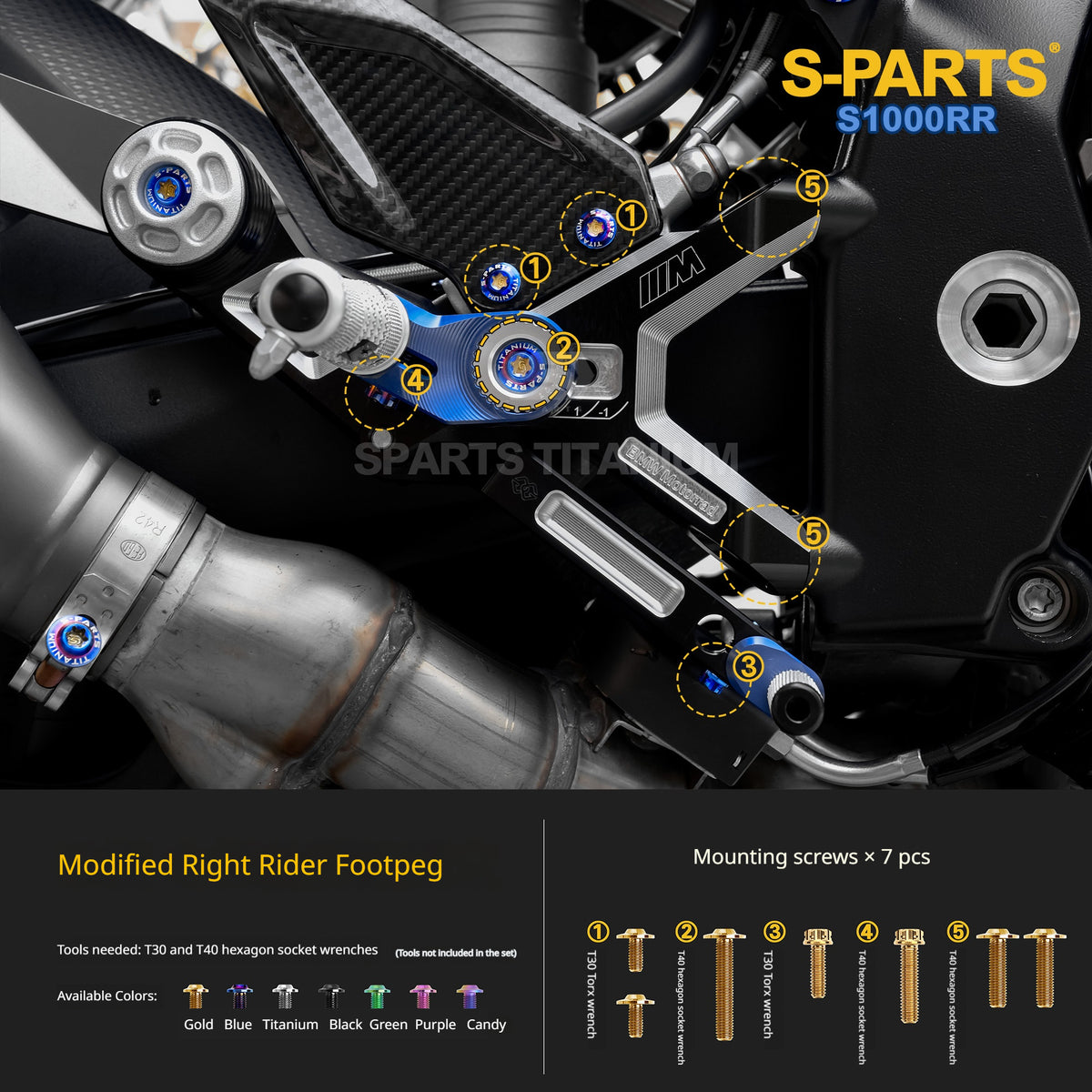S-PARTS Titanium Bolts Kit for BMW S1000RR M Version