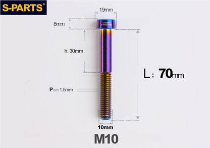 SPARTS Titanium Anti-Theft Fasteners M10 D19×L20-65 P1.5  – Brake Caliper Locking Screw for Motorcycle