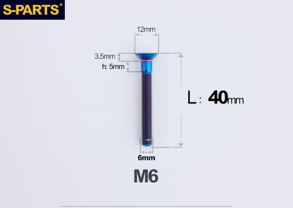 SPARTS M6×10–65mm Titanium Torx Countersunk Bolts for Motorcycle Frames