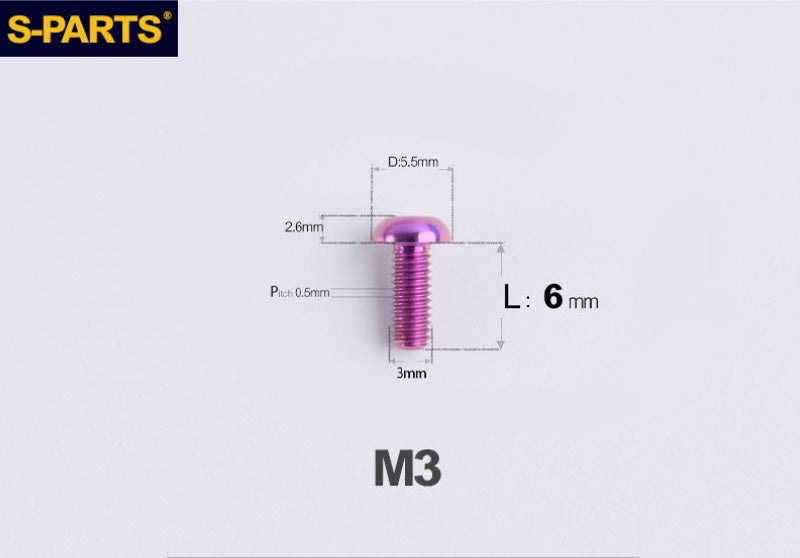 S-PARTS M3 A2 Truss Head Titanium Bolts for Bicycle Brakes & Components (L6-L15)