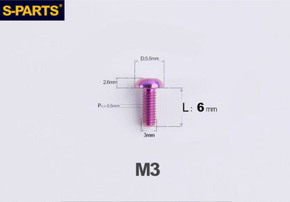 S-PARTS M3 A2 Truss Head Titanium Bolts for Bicycle Brakes & Components (L6-L15)