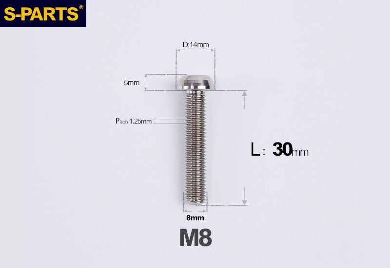 S-PARTS M8 A2 Series TC4 Titanium Bolts – Button Head Fasteners for Bicycle & E-Bike Upgrades