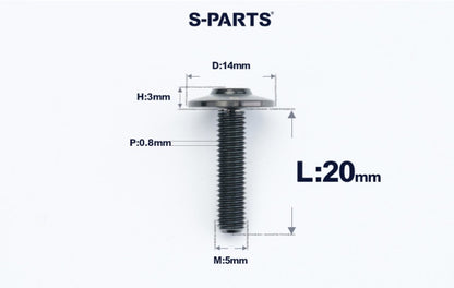 SPARTS A3 M5×L12-20  D14 Titanium Button Head Bolts for Motorcycle Upgrades