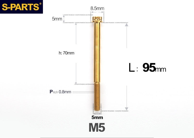 SPARTS M5×6-95mm Standard Head Screw Titanium Bolt for Motorcycle Modification