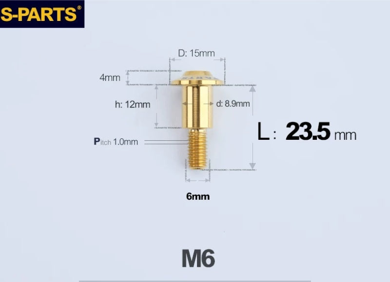 SPARTS M6 Titanium Shoulder Bolts for Motorcycle Brake Discs