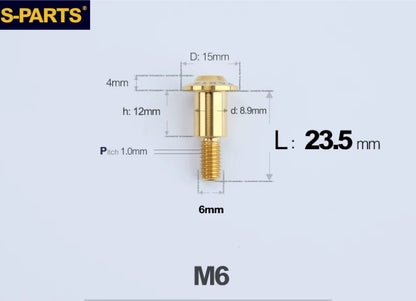 SPARTS M6 Titanium Shoulder Bolts for Motorcycle Brake Discs