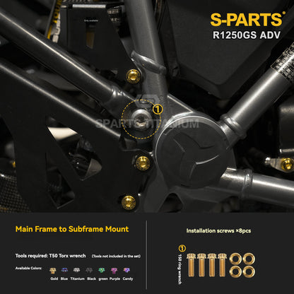 SPARTS Titanium Fairing, Spotlight & Accessory Bolt Kit for BMW R1250GS / ADV