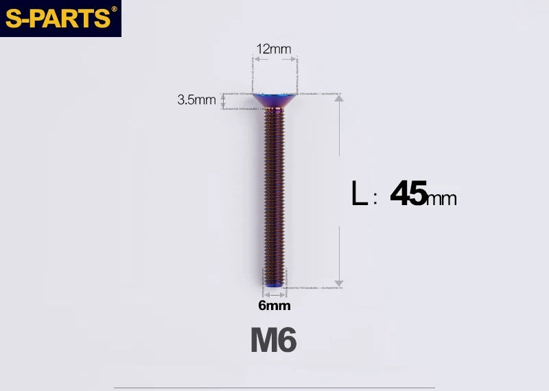 SPARTS M6×10–65mm Titanium Torx Countersunk Bolts for Motorcycle Frames