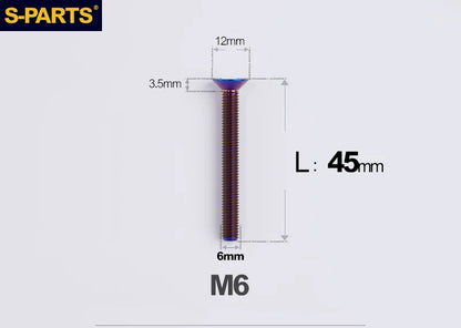 SPARTS M6×10–65mm Titanium Torx Countersunk Bolts for Motorcycle Frames