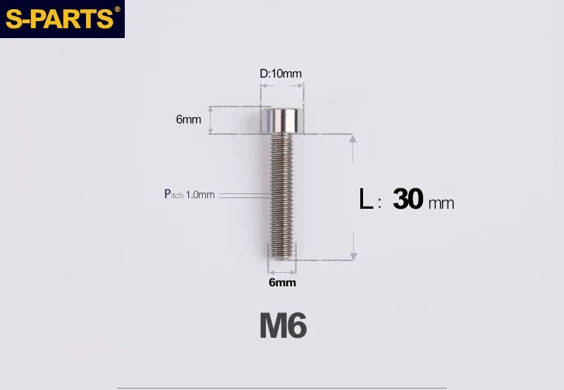 SPARTS M6×30–70mm Titanium Socket Head Cap Screws for Motorcycles