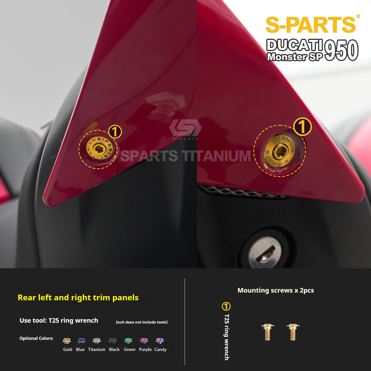 SPARTS Titanium Bolt Kit for Ducati New Monster SP 950 – CNC Titanium Upgrade Kit